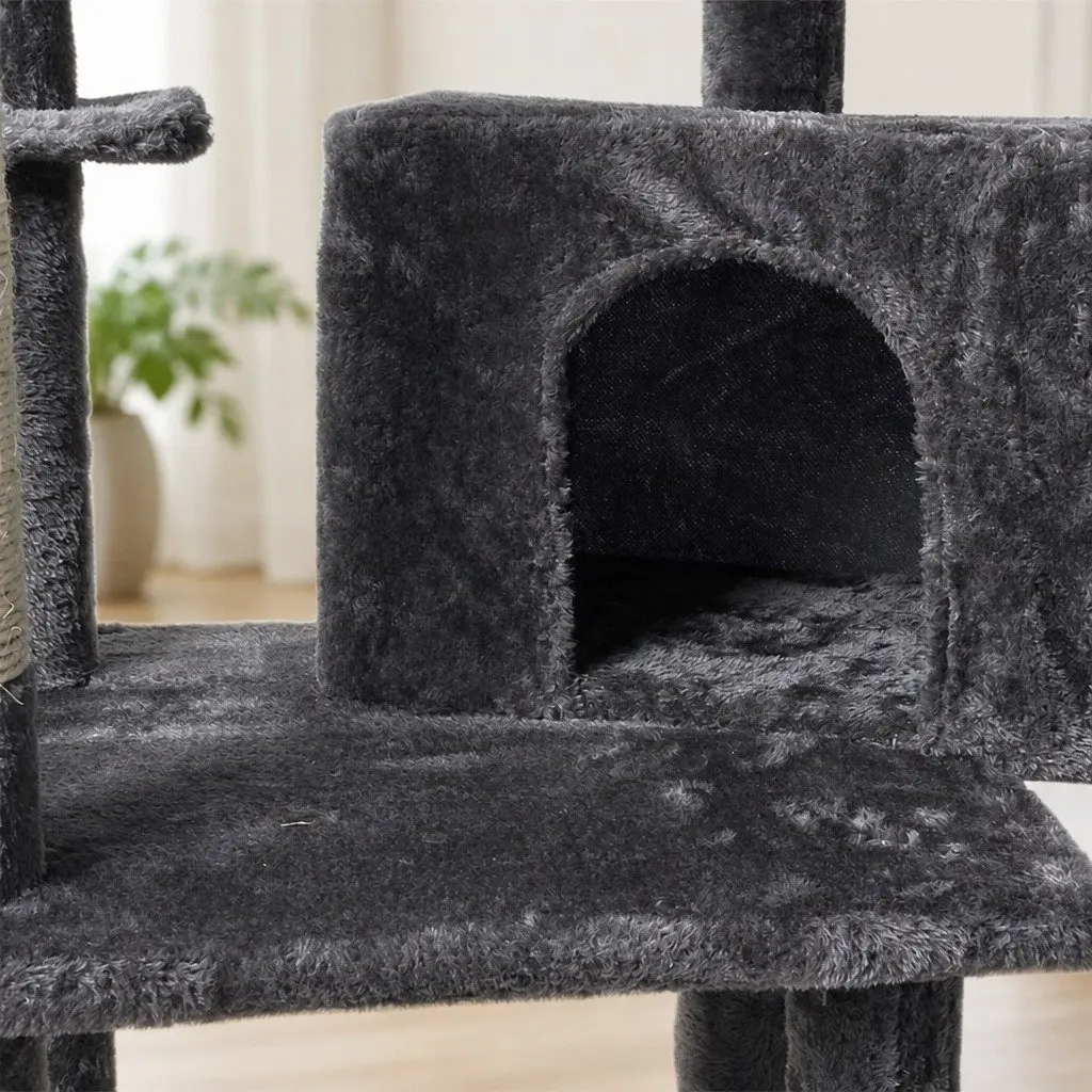 Cat Tree Grey 130cm Multi-Level Platform Climbing Tower Perch Bed