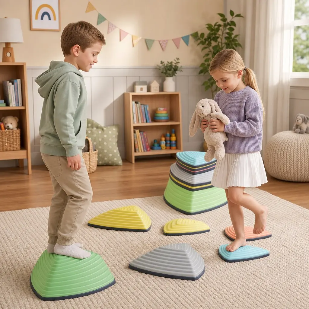 Kids Stepping Stones 6 Piece Balance Toy Indoor Outdoor Play Activity Set