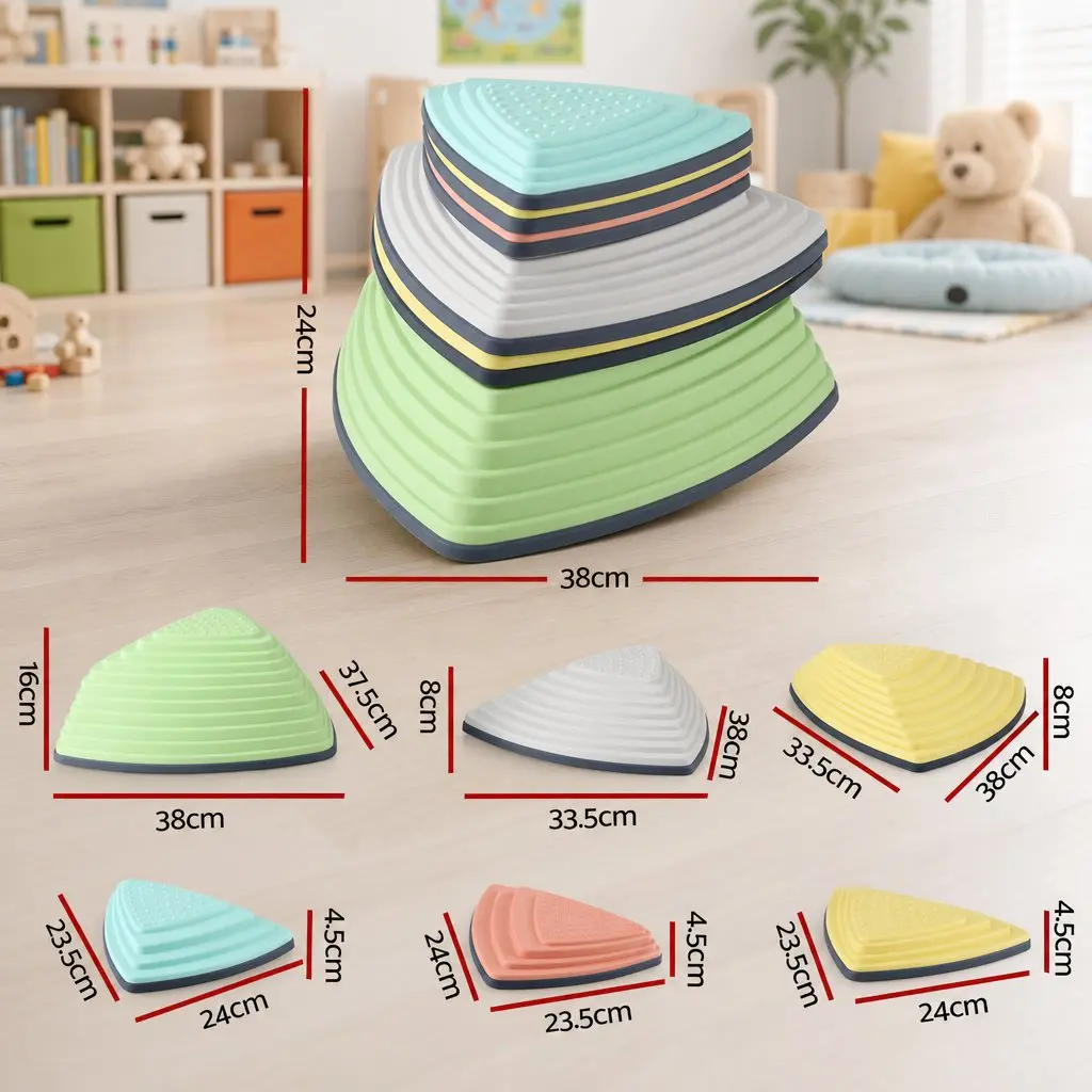 Kids Stepping Stones 6 Piece Balance Toy Indoor Outdoor Play Activity Set