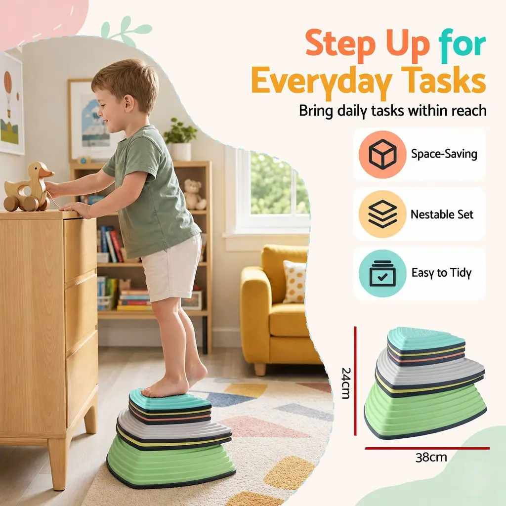 Kids Stepping Stones 6 Piece Balance Toy Indoor Outdoor Play Activity Set