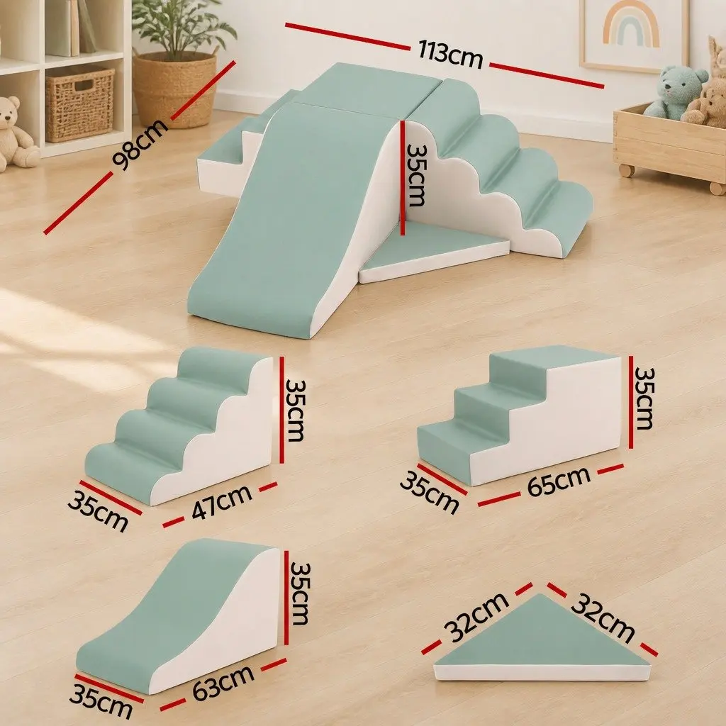 Kids Climbing Blocks Green Khaki 4 Piece Soft Foam Toddler Playset Indoor Activity Toy