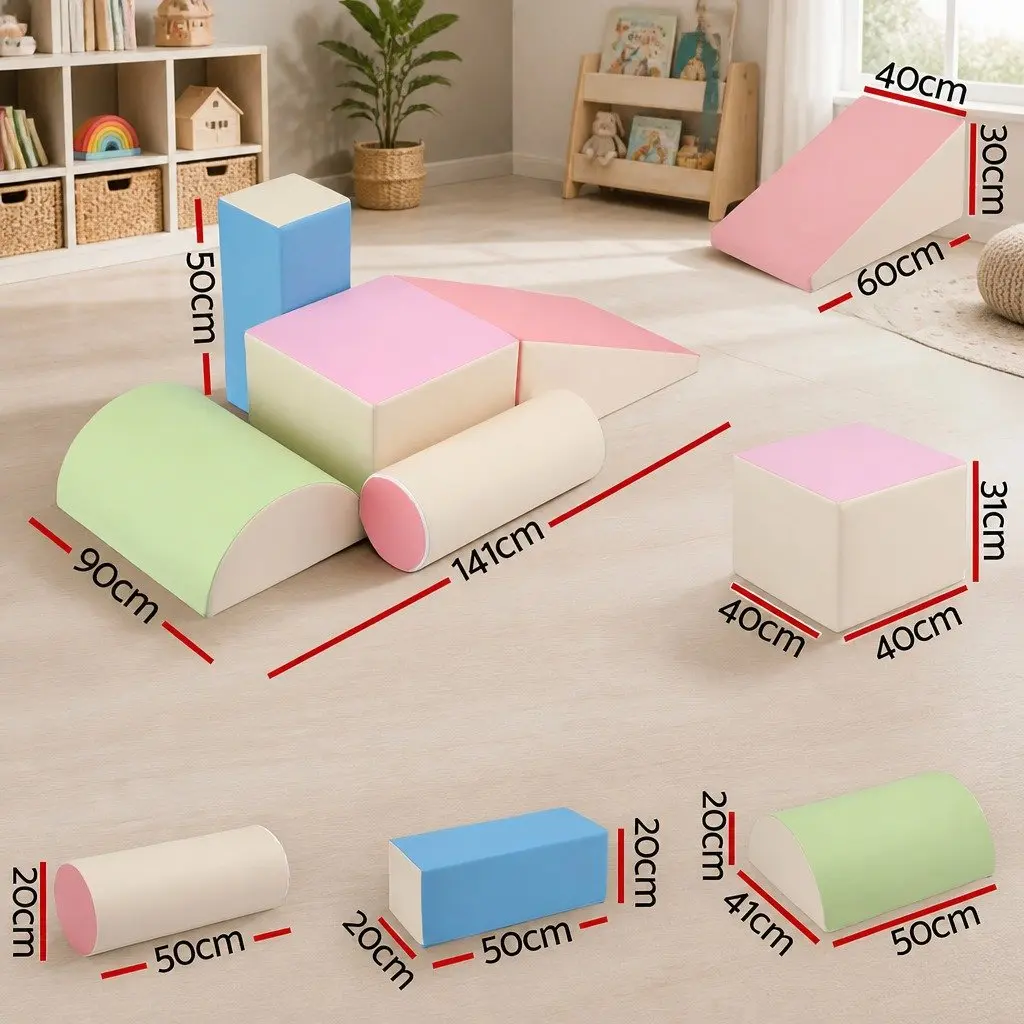 Kids Foam Climbing Blocks Multicoloured 5 Piece Soft Play Set Indoor Toddler Activity Toys