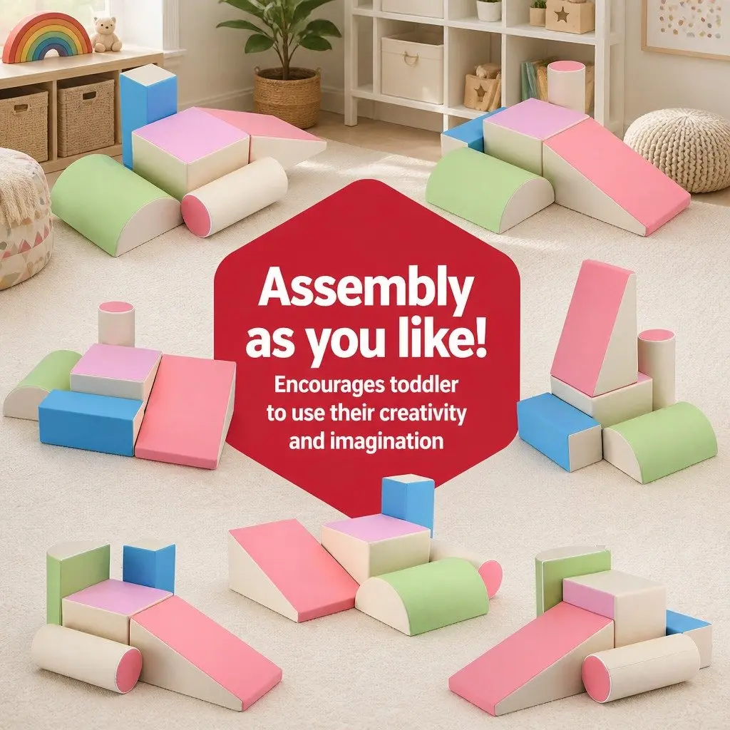 Kids Foam Climbing Blocks Multicoloured 5 Piece Soft Play Set Indoor Toddler Activity Toys