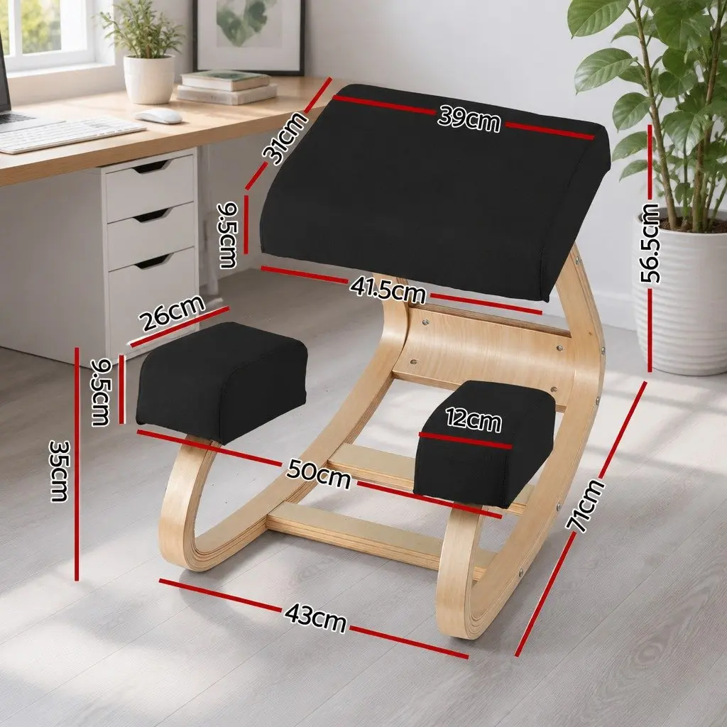 Kneeling Chair Black Ergonomic Memory Foam Posture Balance Stool for Home Office Gaming