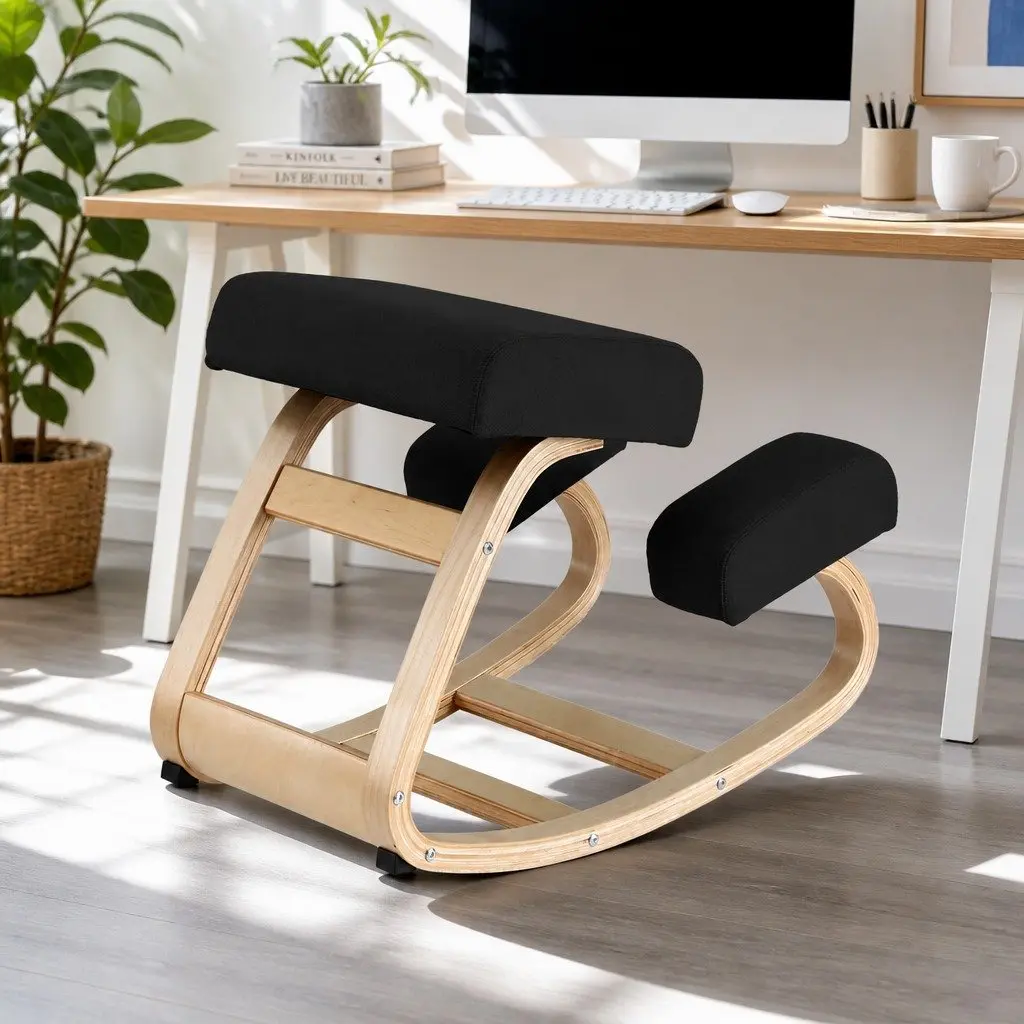 Kneeling Chair Black Ergonomic Memory Foam Posture Balance Stool for Home Office Gaming
