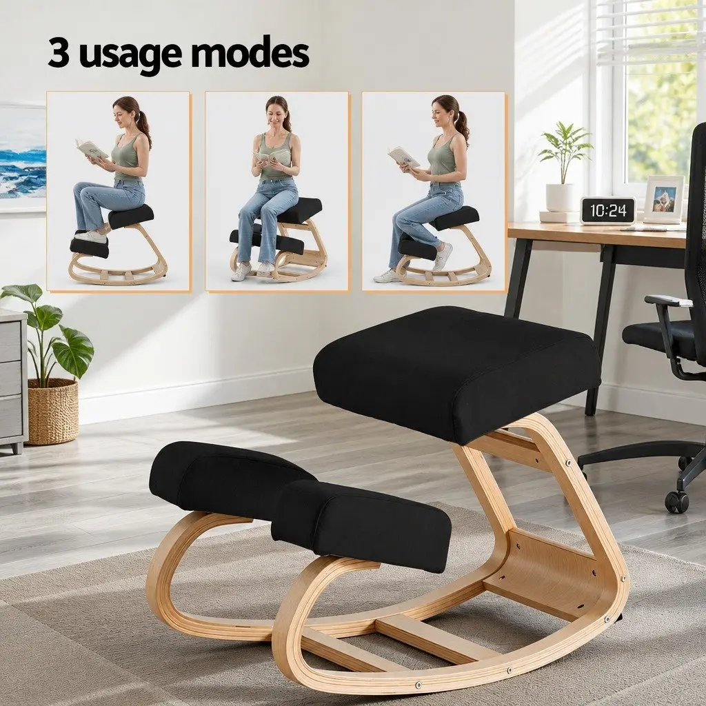 Kneeling Chair Black Ergonomic Memory Foam Posture Balance Stool for Home Office Gaming