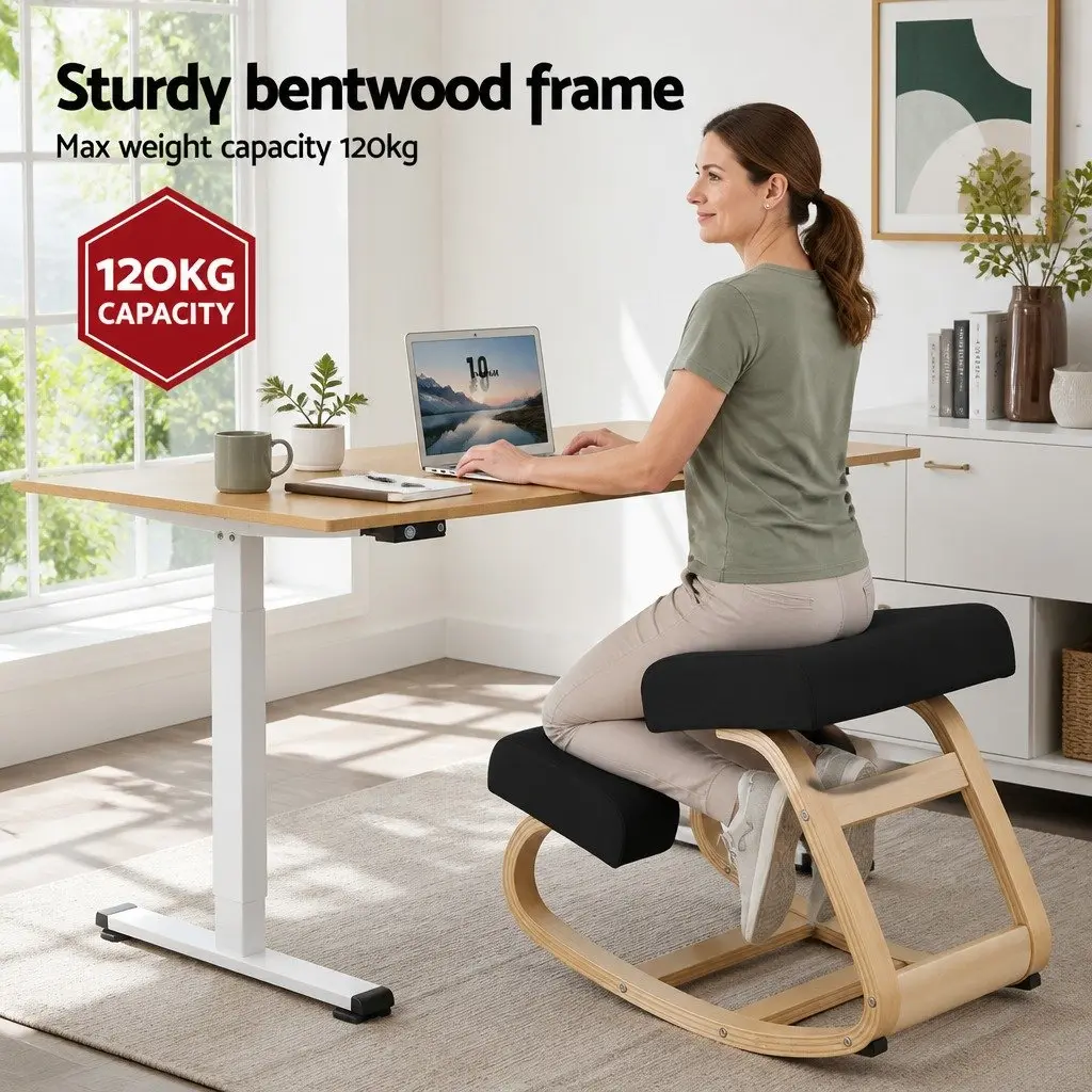 Kneeling Chair Black Ergonomic Memory Foam Posture Balance Stool for Home Office Gaming