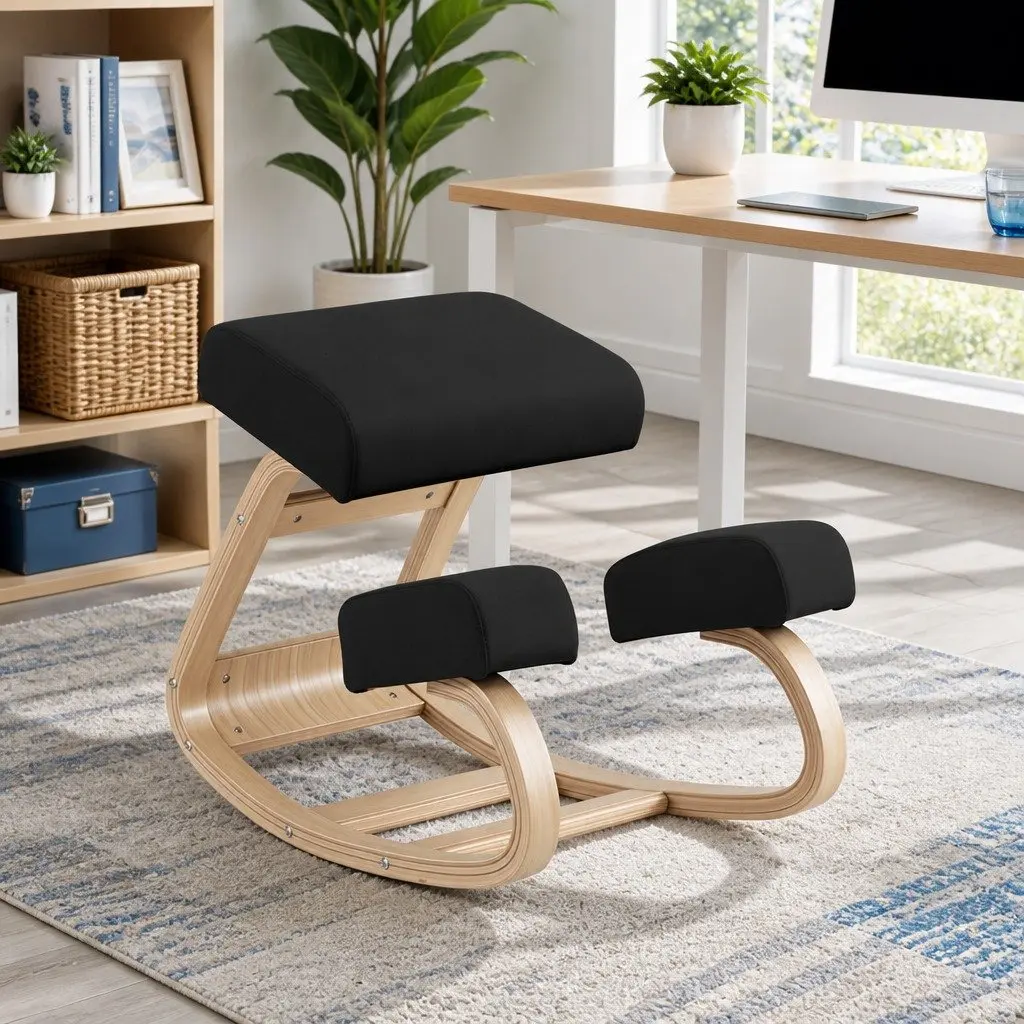Kneeling Chair Black Ergonomic Memory Foam Posture Balance Stool for Home Office Gaming