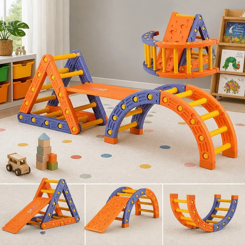 Kids Climbing Frame Set Slide Indoor Outdoor Toddler Activity Toys Pikler