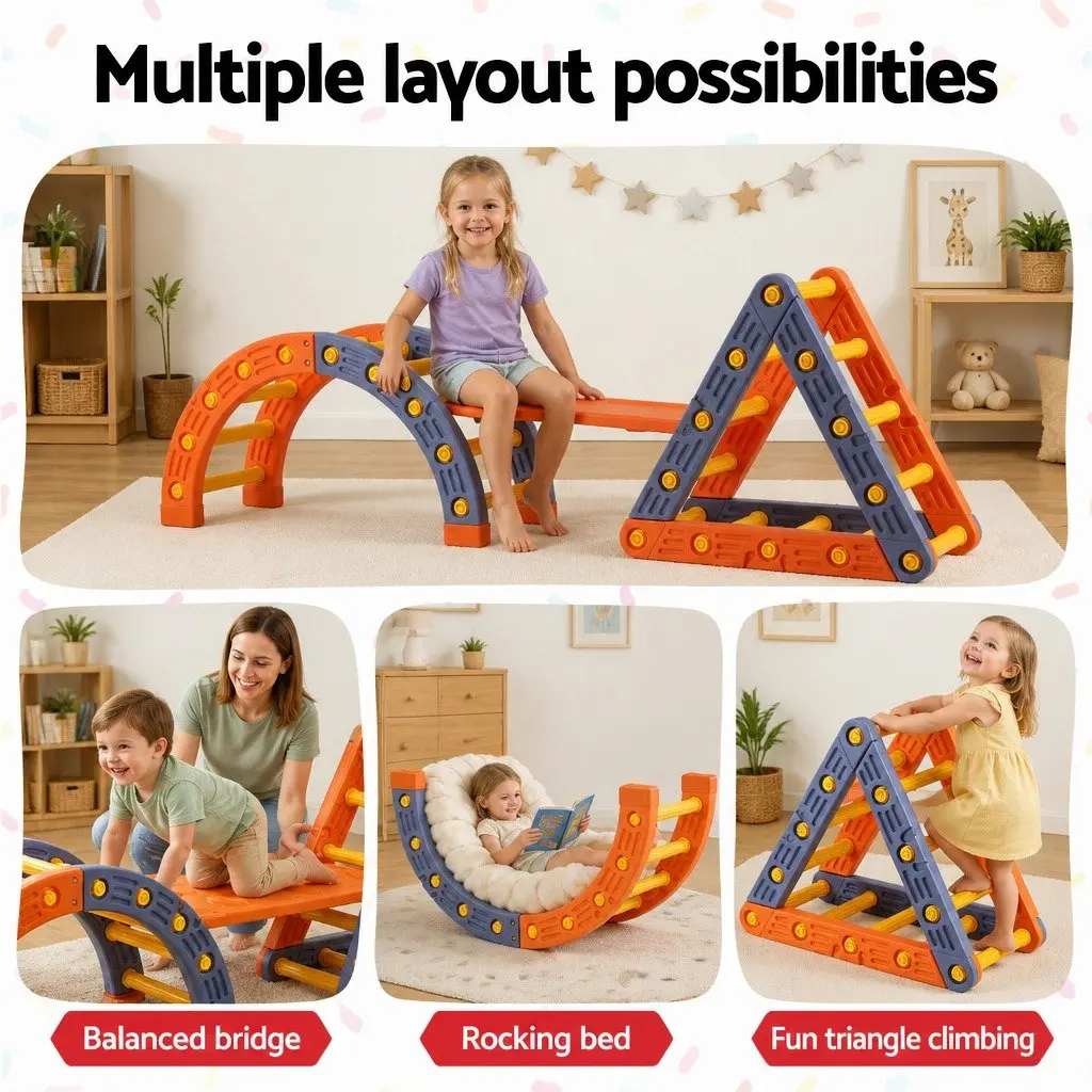 Kids Climbing Frame Set Slide Indoor Outdoor Toddler Activity Toys Pikler