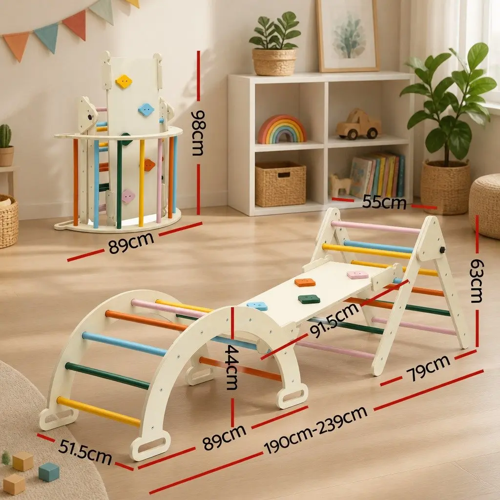 Kids Climbing Toys Set Multicolor Indoor Outdoor Slide and Climber