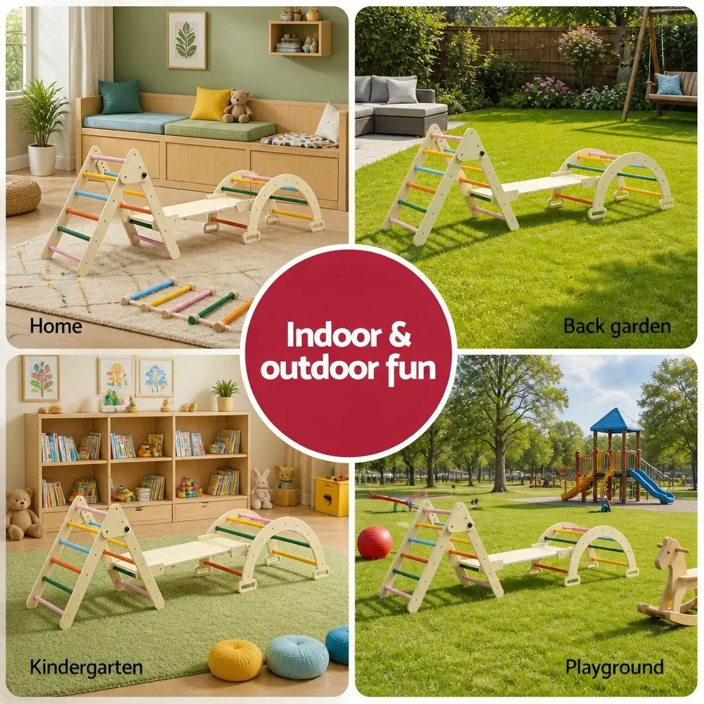 Kids Climbing Toys Set Multicolor Indoor Outdoor Slide and Climber