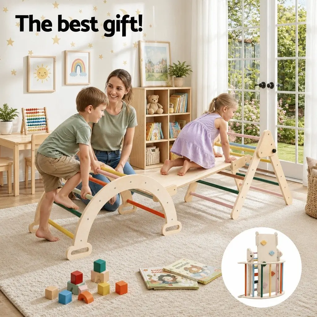Kids Climbing Toys Set Multicolor Indoor Outdoor Slide and Climber