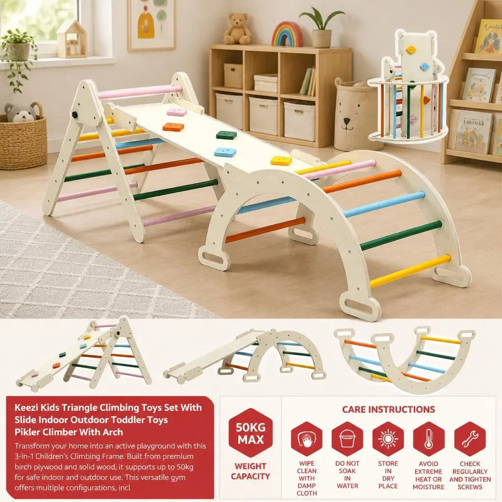 Kids Climbing Toys Set Multicolor Indoor Outdoor Slide and Climber