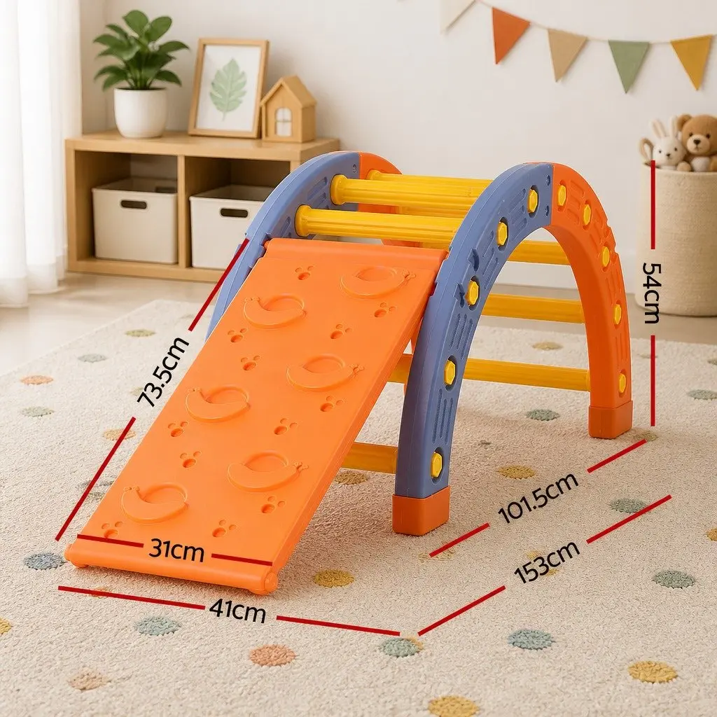 Kids Climbing Frame Set Orange and Blue Indoor Outdoor Activity Toys Multiple Configurations