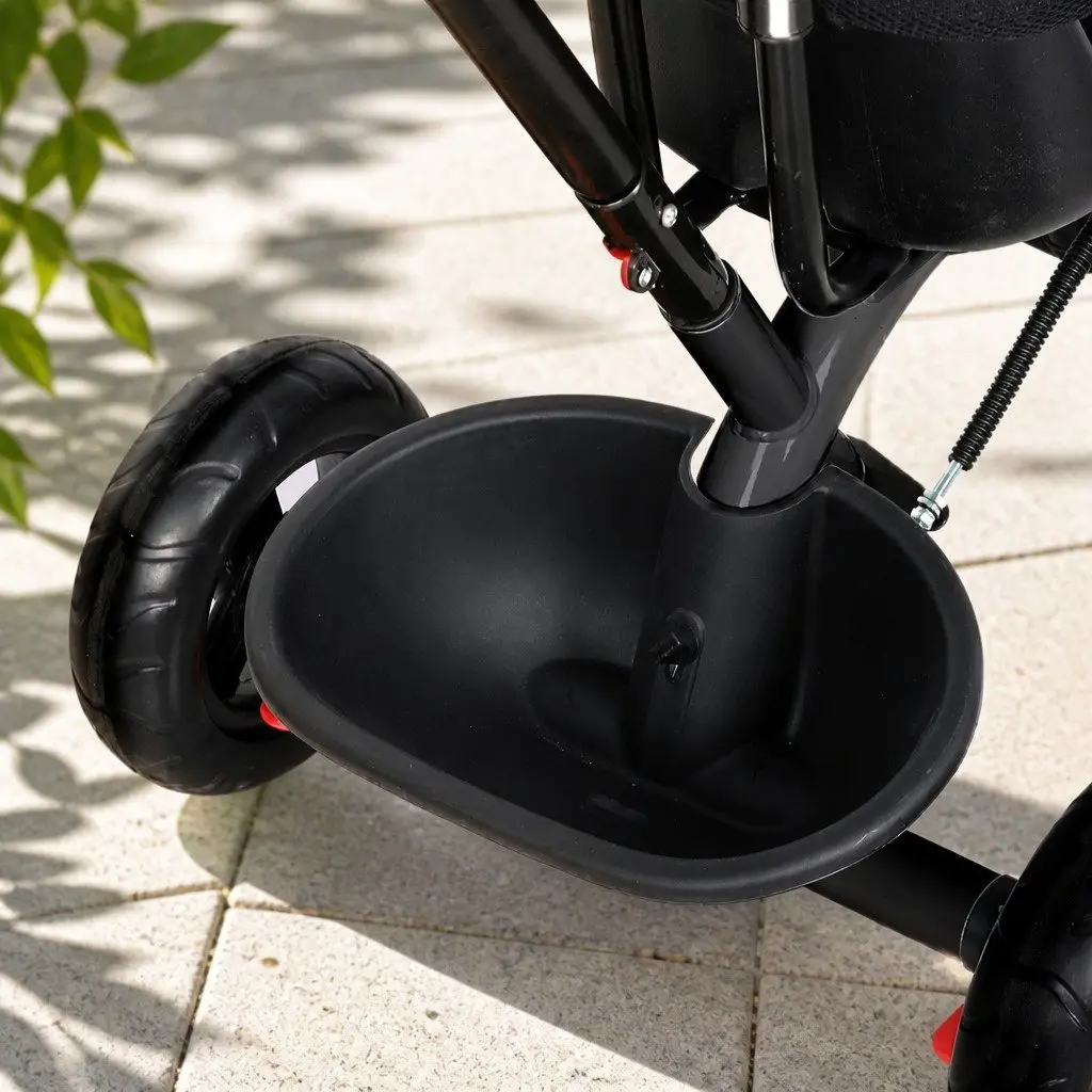 Kids Tricycle Ride On Trike Toddler Push Handle Foldable Footrest Storage Basket