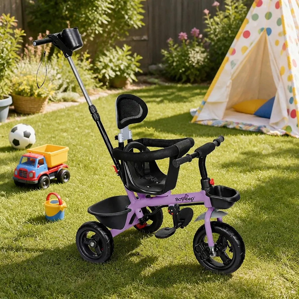 Kids Tricycle Ride On Trike Toddler Push Handle Adjustable Handlebar Storage