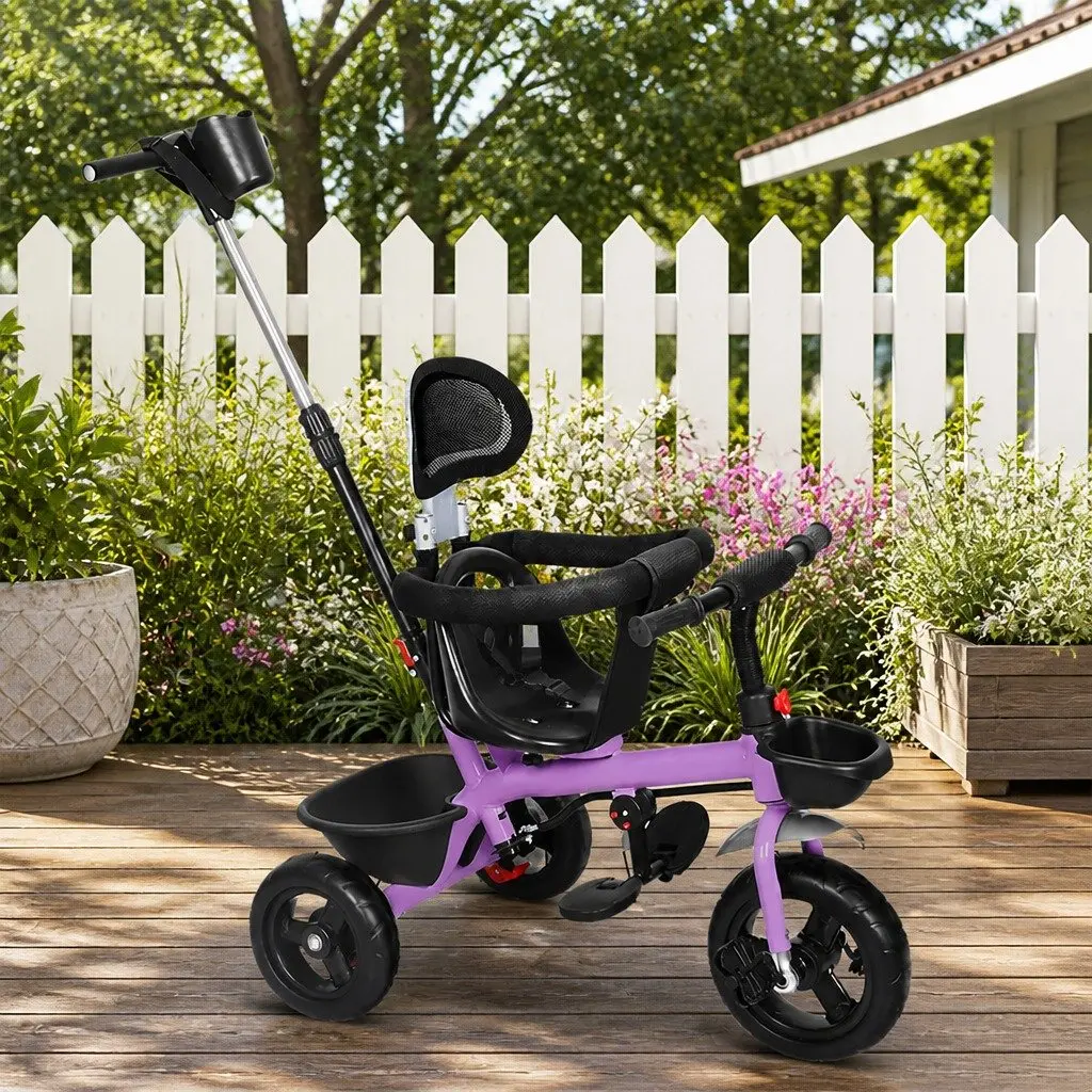 Kids Tricycle Ride On Trike Toddler Push Handle Adjustable Handlebar Storage