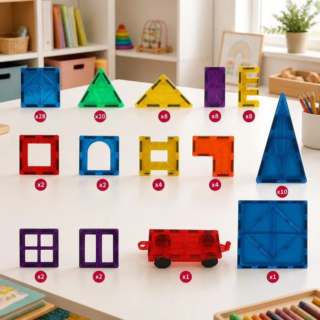 Magnetic Tiles Building Blocks Kids Creative Construction Toy 100 Pieces