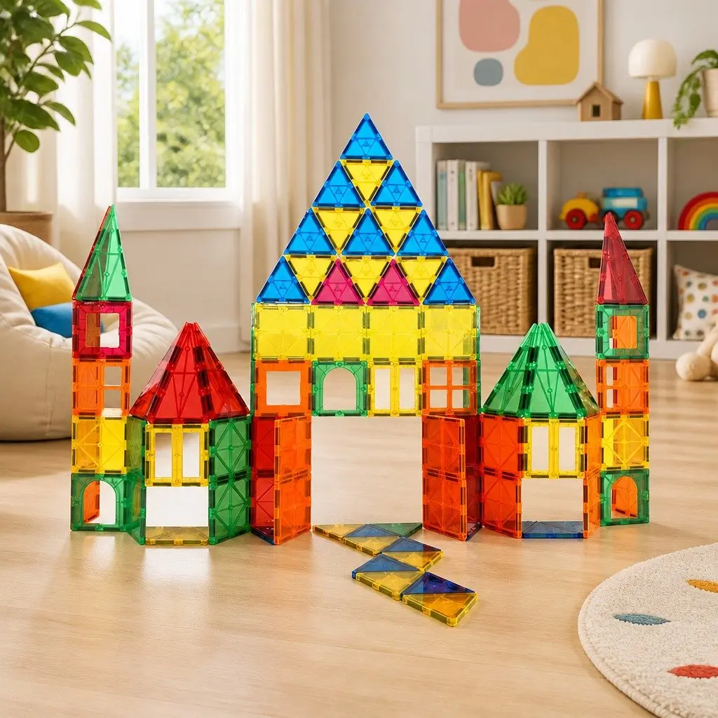Magnetic Tiles Building Set Multi-colour 120 Piece Creative Construction Toy