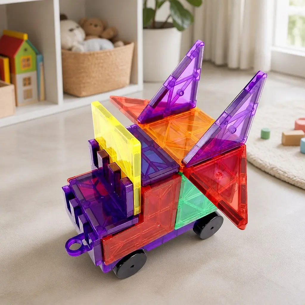 Magnetic Tiles Building Set Multi-colour 120 Piece Creative Construction Toy