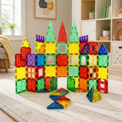 Magnetic Tiles for Kids - 60 Piece Set for Creative Play
