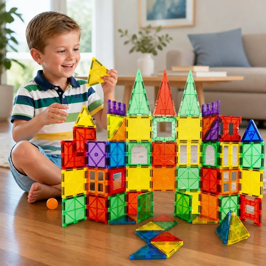 Magnetic Tiles Building Blocks Set Kids Toys Educational Creative Play 60 Pieces