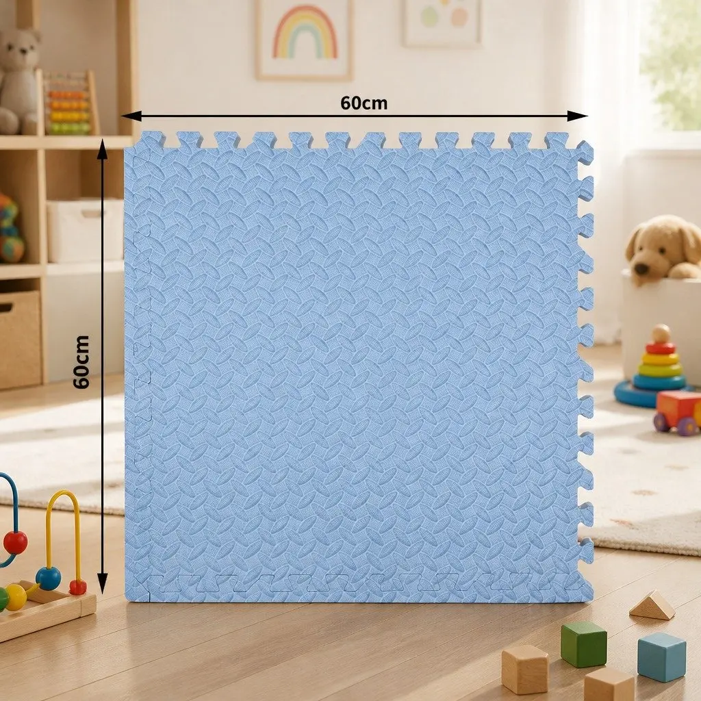 EVA Foam Play Mat Blue 60cm Soft Interlocking Puzzle Activity Mat for Kids