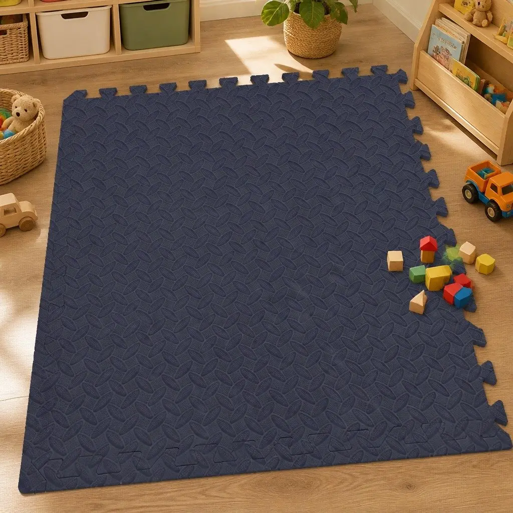 Kids EVA Foam Play Mat Tiles Navy 60x60cm Soft Padded Interlocking Floor Puzzle