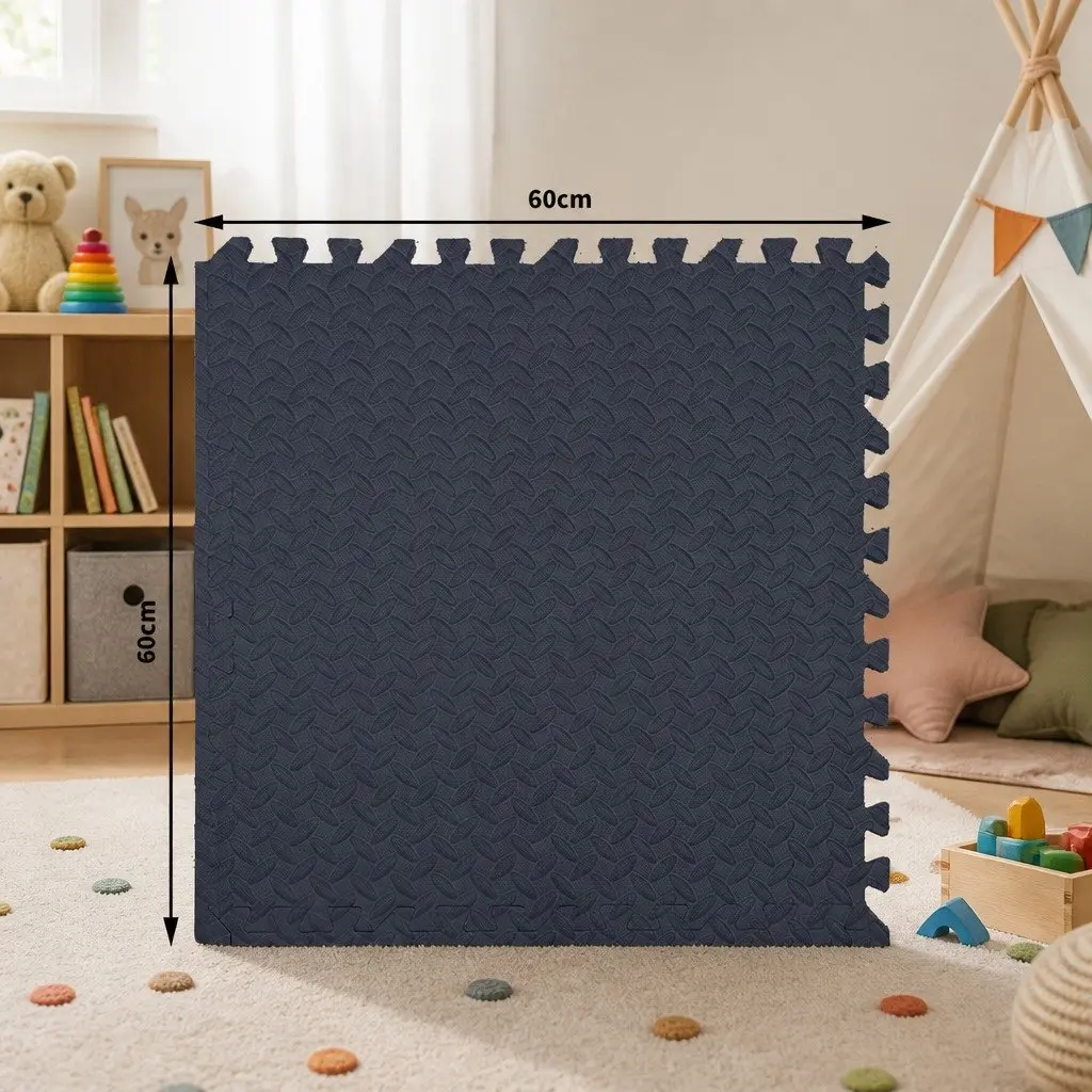 Kids EVA Foam Play Mat Tiles Navy 60x60cm Soft Padded Interlocking Floor Puzzle