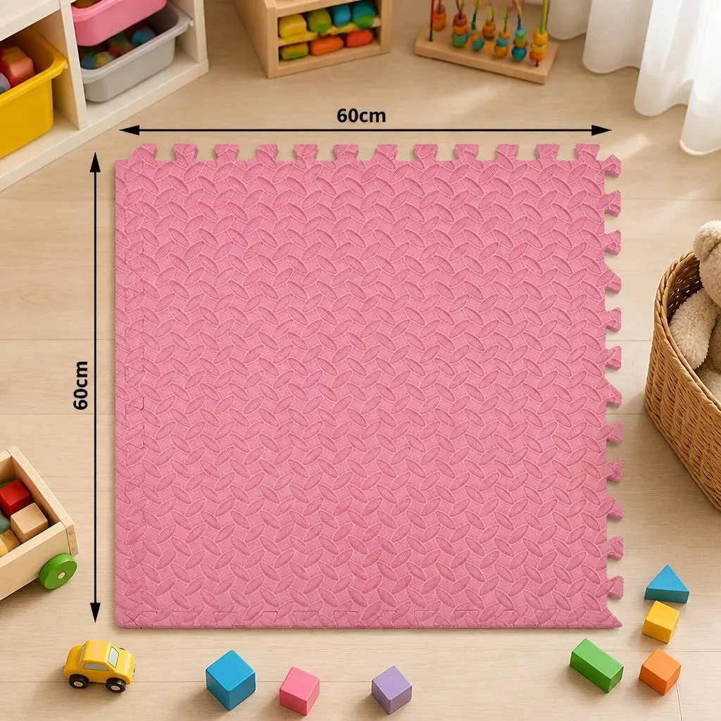 Kids EVA Foam Play Mat Floor Tiles Pink Interlocking Soft 4 Pack