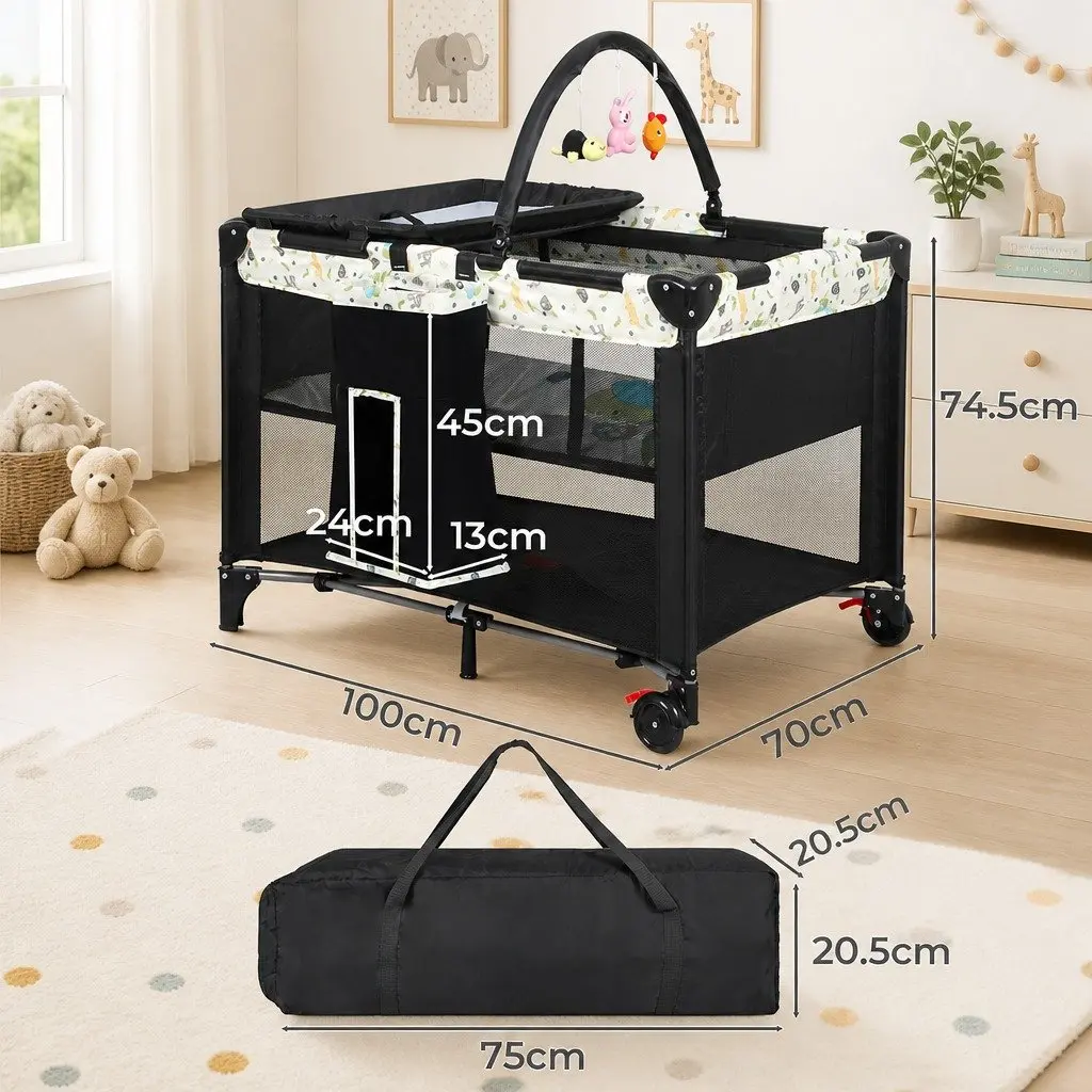 Portable Baby Bassinet Crib Bedside Cot Bed 3-in-1 Change Table Mesh Infant