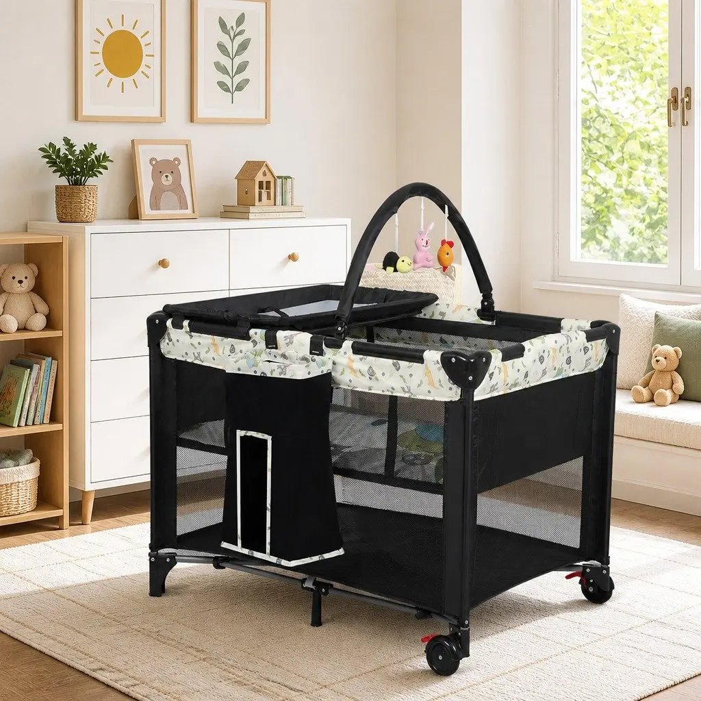 Portable Baby Bassinet Crib Bedside Cot Bed 3-in-1 Change Table Mesh Infant