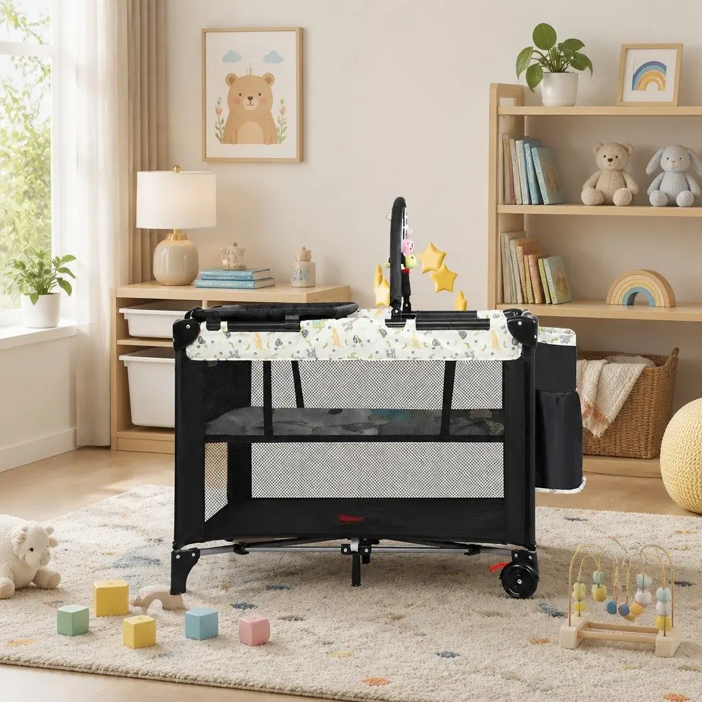 Portable Baby Bassinet Crib Bedside Cot Bed 3-in-1 Change Table Mesh Infant