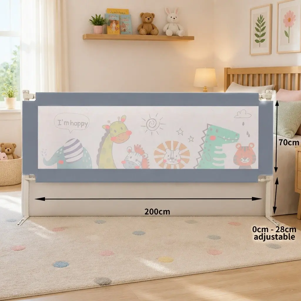 Baby Safety Bed Rail Guard Multi-coloured Large Adjustable Height 70cm to 98cm Bedside Protection