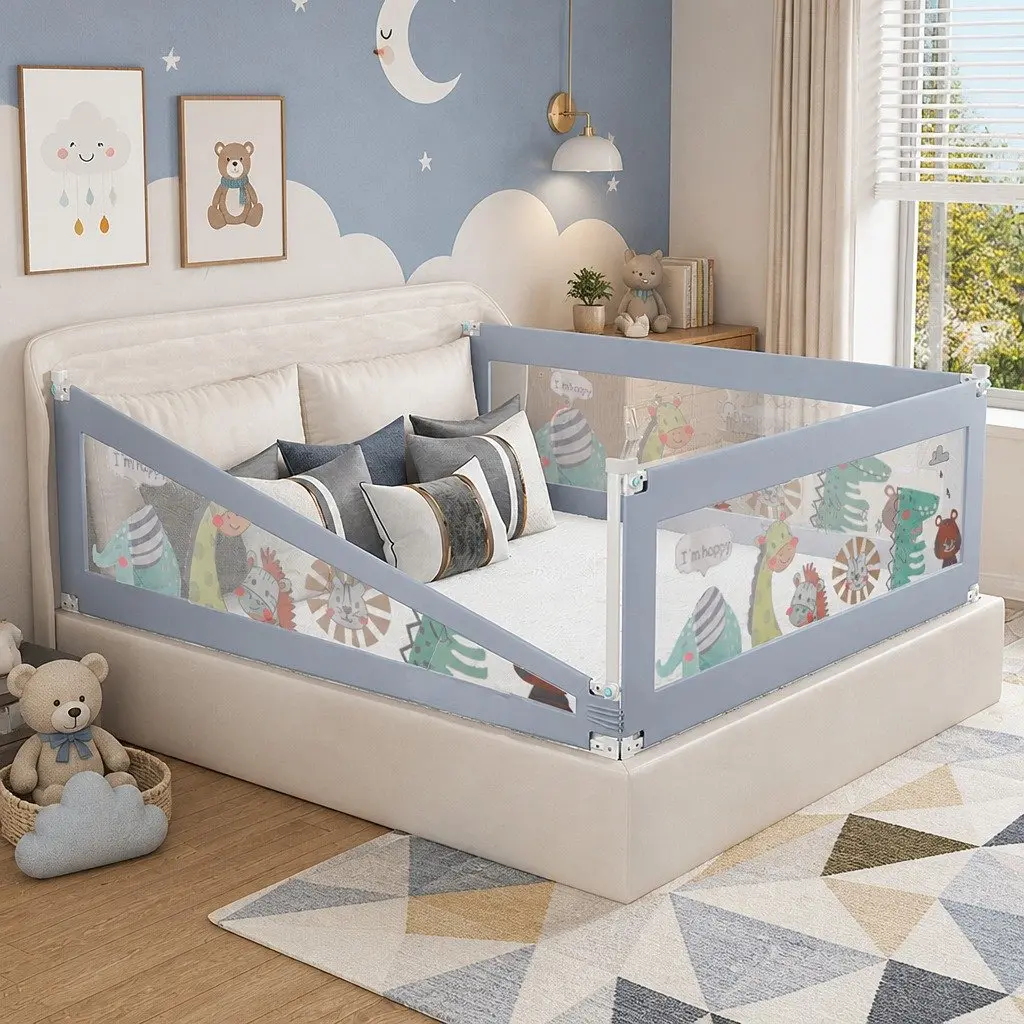 Baby Safety Bed Rail Guard Multi-coloured Large Adjustable Height 70cm to 98cm Bedside Protection