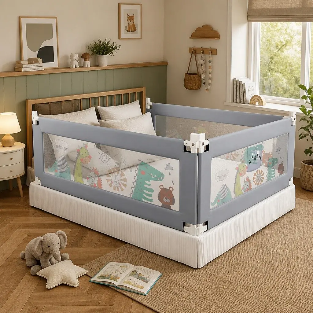 Baby Safety Bed Rail Guard Multi-coloured Large Adjustable Height 70cm to 98cm Bedside Protection