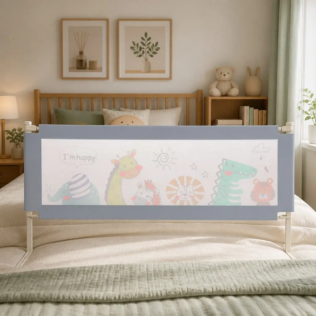 Kids Bed Rail Guard Multi-coloured Medium Adjustable Safety Barrier Folding Bedside Protection