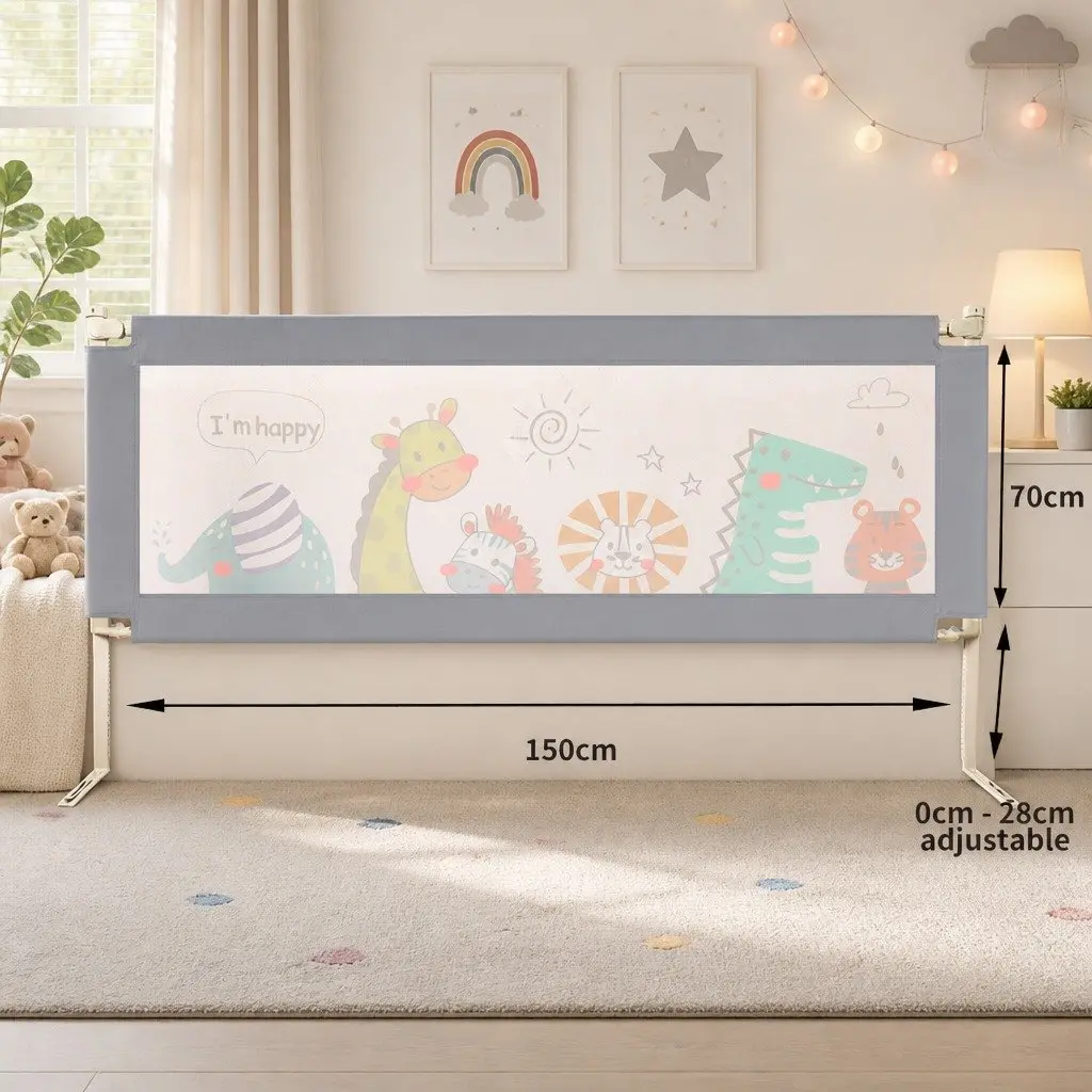 Baby Bed Rail Guard Multi-coloured Adjustable Height Folding Bedside Safety