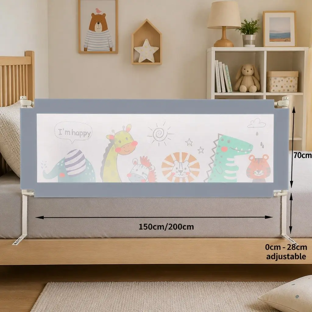 Kids Baby Safety Bed Rail Guard Queen Adjustable Height Folding Barrier Mesh