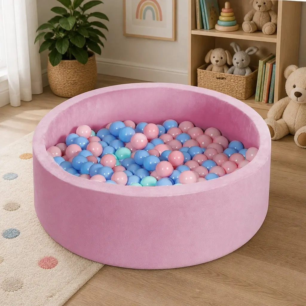Kids Ball Pit Pink 90cm Portable Foldable Soft Safe for Sensory Play