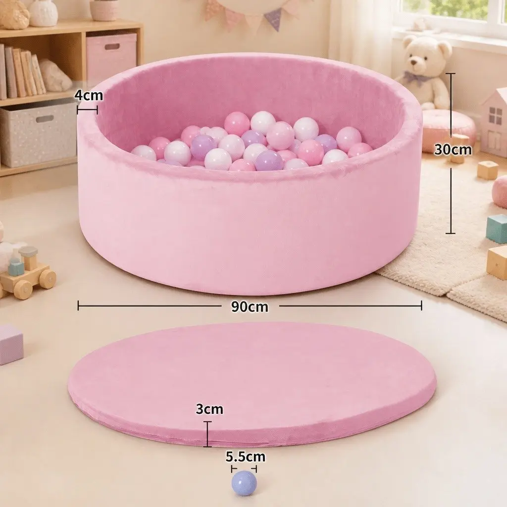 Kids Ball Pit Pink 90cm Portable Foldable Soft Safe for Sensory Play