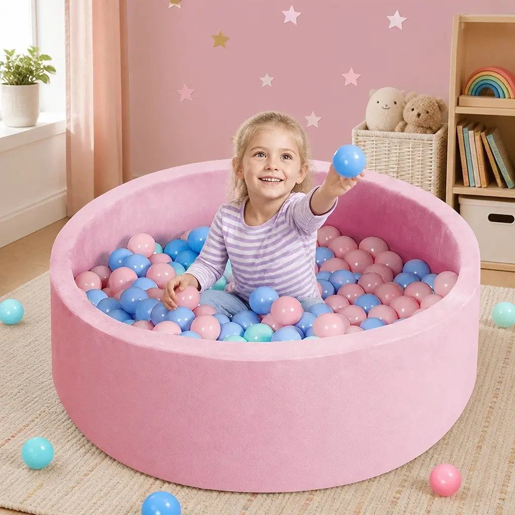 Kids Ball Pit Pink 90cm Portable Foldable Soft Safe for Sensory Play