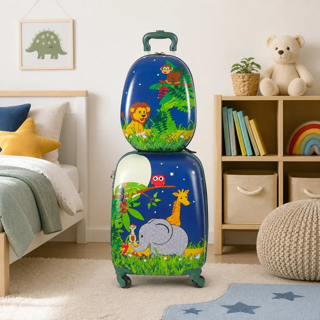 Kids Luggage Set Jungle 16" 13" Lightweight Carry-On Suitcase Backpack