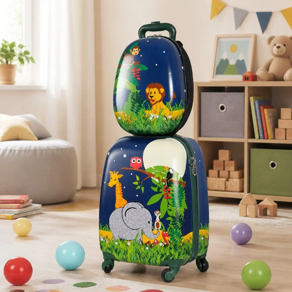 Kids Luggage Set Jungle 16" 13" Lightweight Carry-On Suitcase Backpack