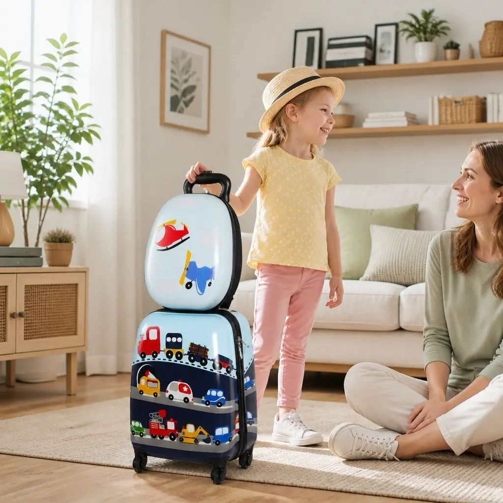 Kids Luggage Set Pink 16 13 2 Piece Travel Suitcase Backpack Carry On Wheels
