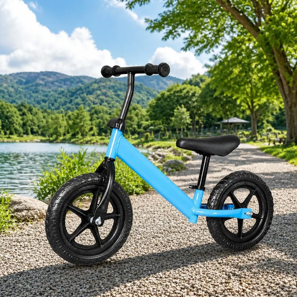 Balance Bike Blue Adjustable Seat and Handlebar Lightweight Toddler Training Bicycle