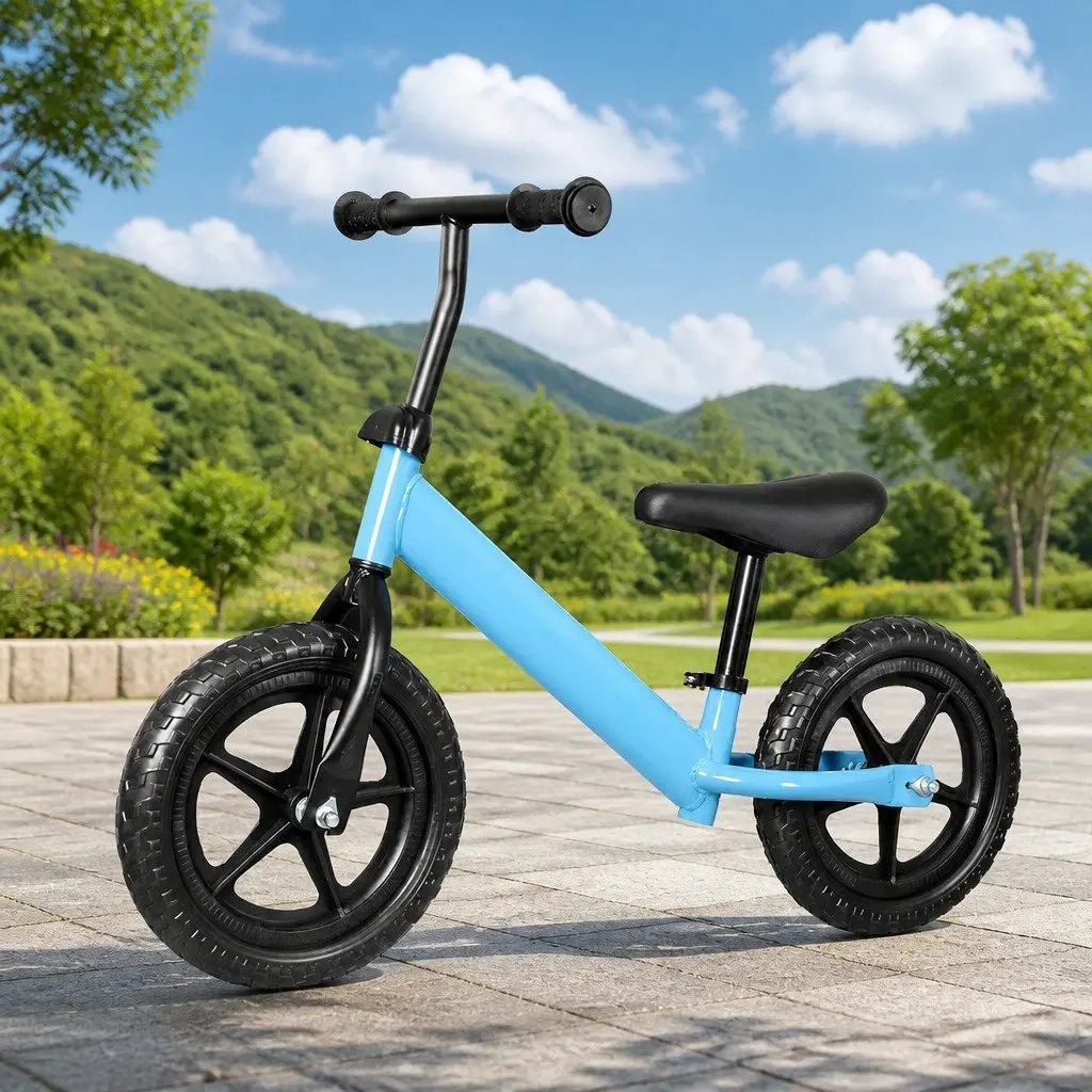 Balance Bike Blue Adjustable Seat and Handlebar Lightweight Toddler Training Bicycle