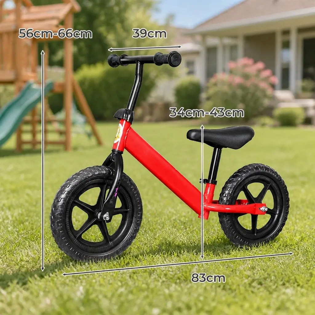 Balance Bike Red Adjustable Seat Lightweight Portable
