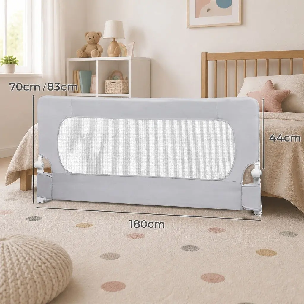 Adjustable Bed Rail Grey Medium Folding Barrier Breathable Mesh
